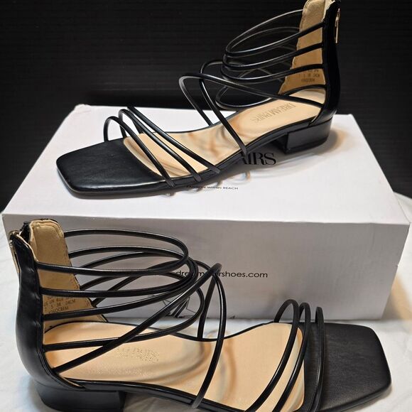 Strappy Black Shoes Women's Size 7 Summer Sandals, Dream Pairs, Square Toe NEW - Picture 5 of 14
